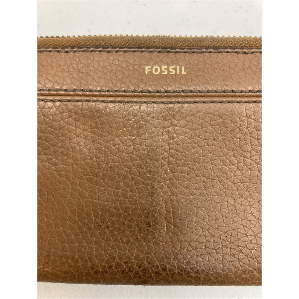 FOSSIL Tara Zip around Tassel Clutch Brown Leather‎ Wallet - Picture 3 of 13